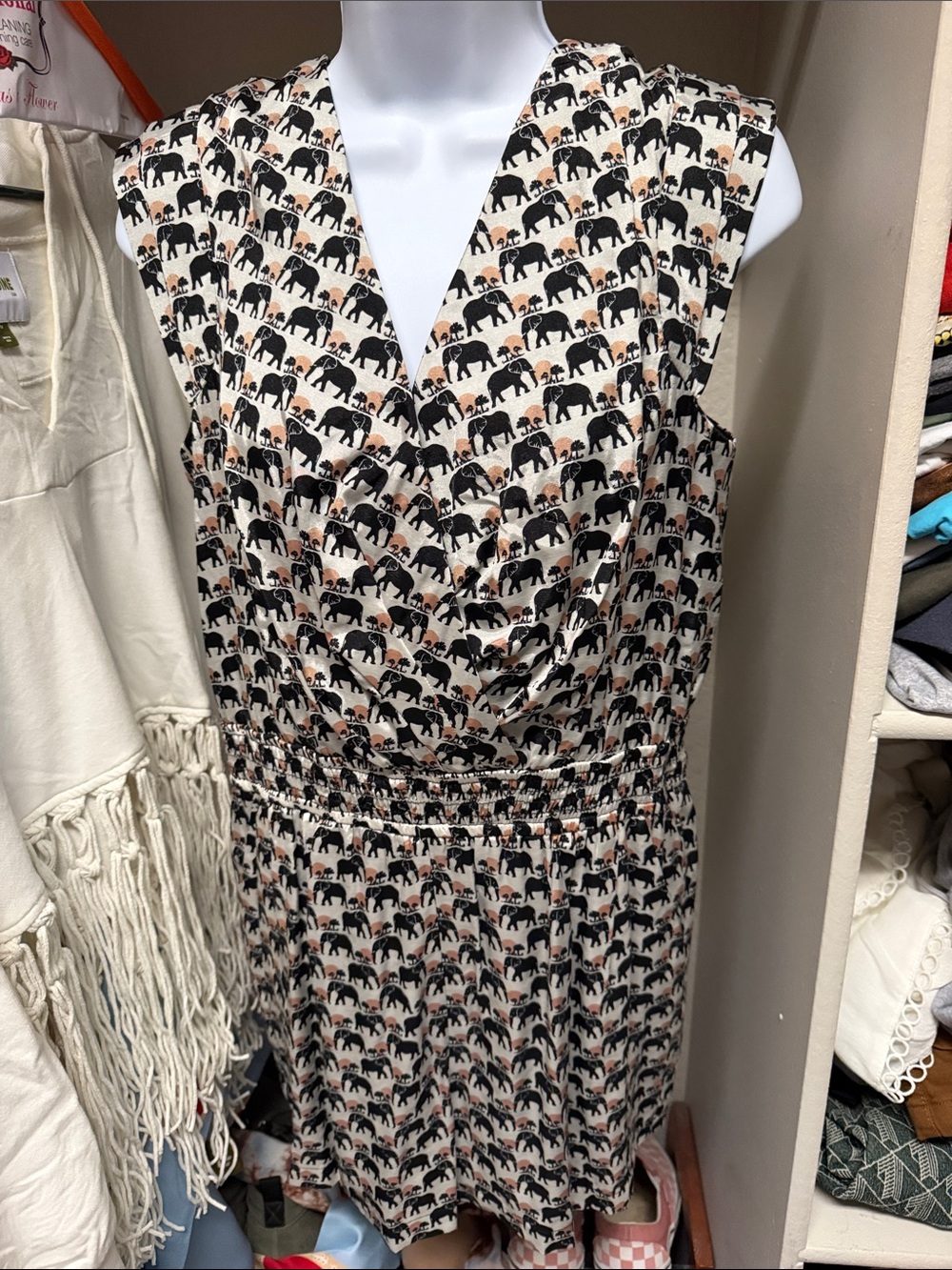 BCBG elephant print romper , size S